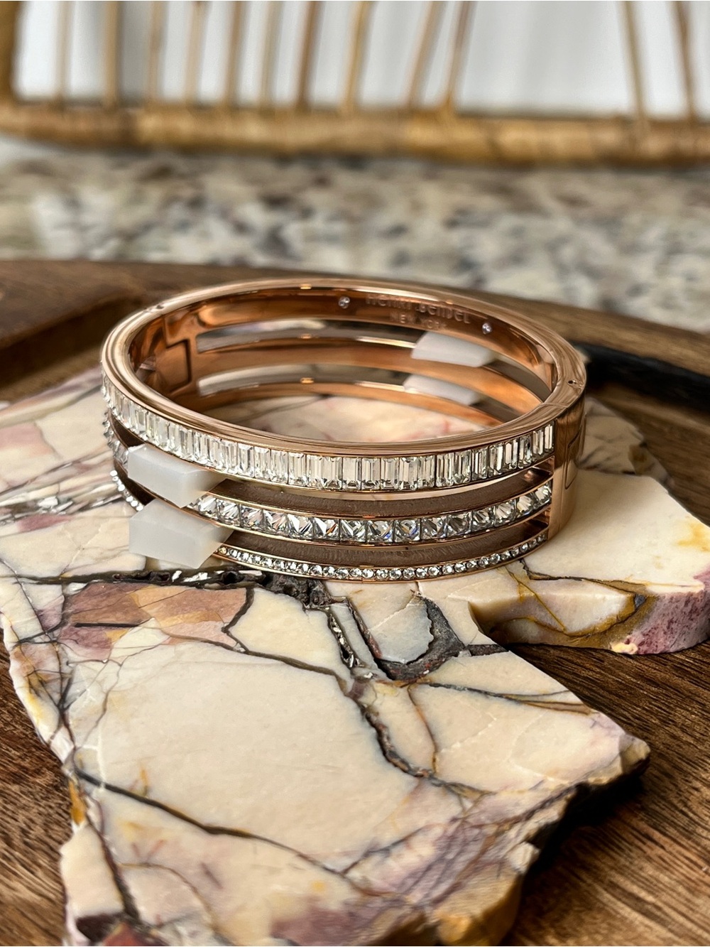 NWT Henri Bendel Rose Gold Crystal Cuff Bracelet